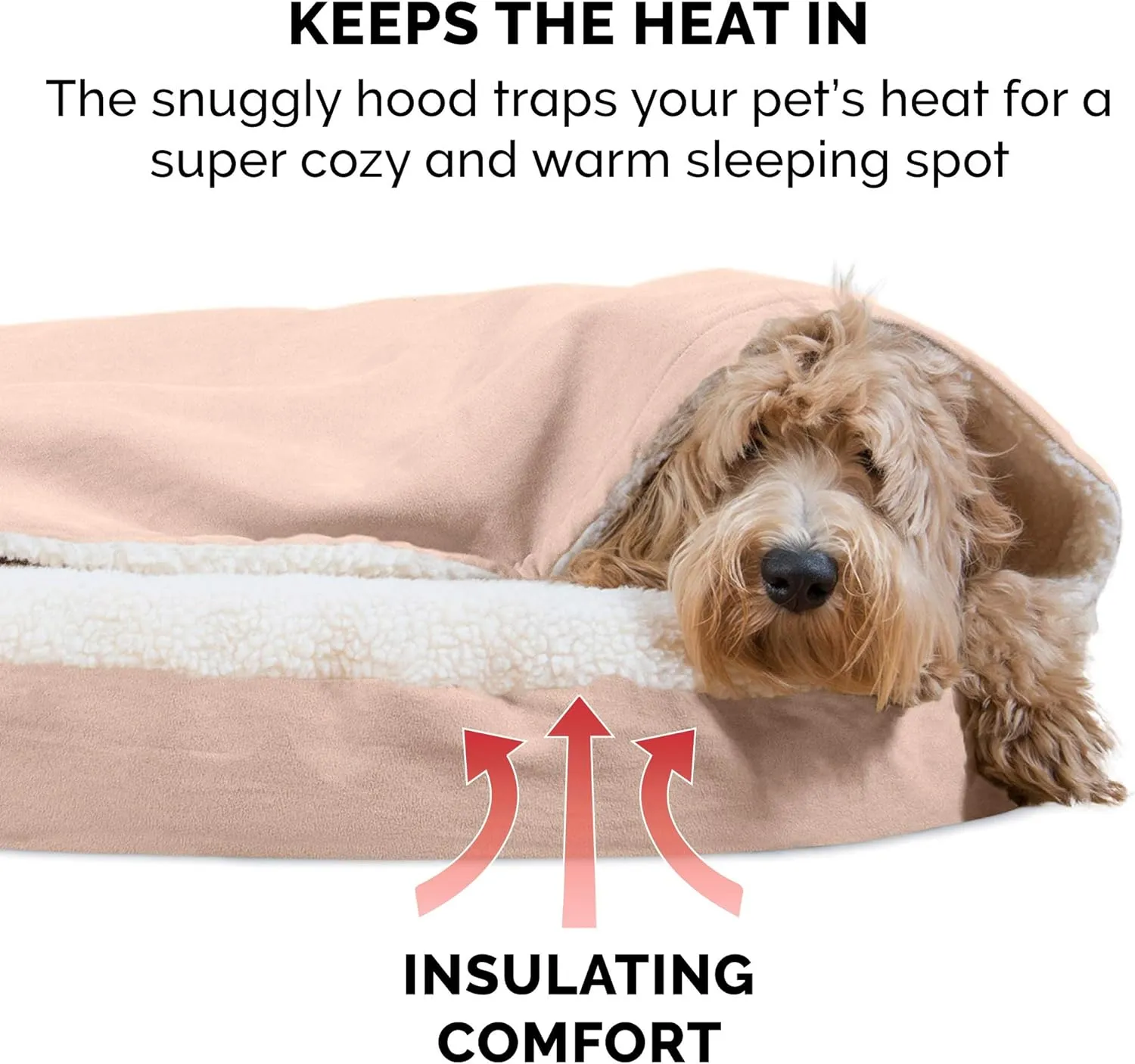 Furhaven 26" Round Cooling Gel Dog Bed for Medium/Small Dogs w/ Removable Washable Cover, For Dogs Up to 30 lbs - Sherpa & Suede Snuggery - Cream, 26-inch