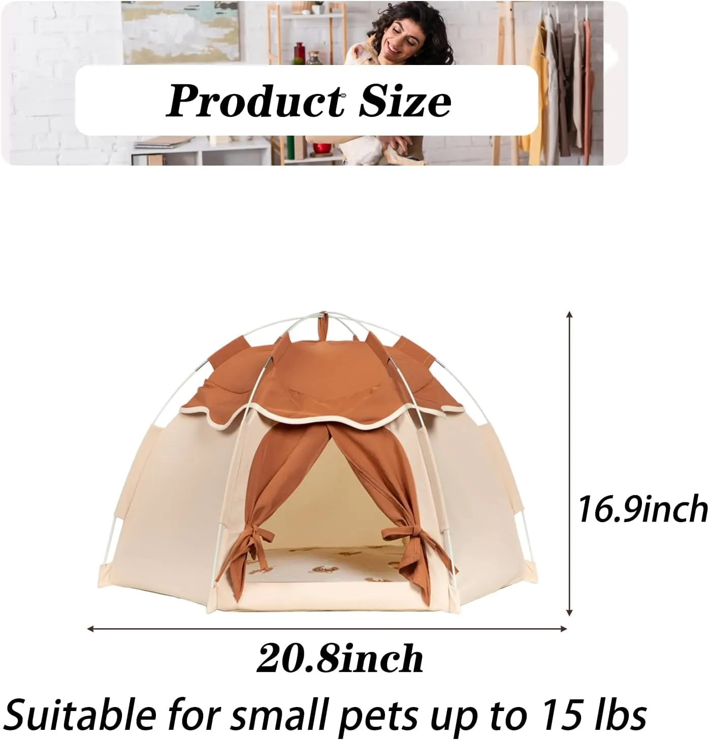 Gigreinc Cat Tent for Indoor, Indoor Dog House,Kitten Tent Suitable for Samll Dogs,Pet Cute Cave Nest Dog Houses(Beige, Medium)