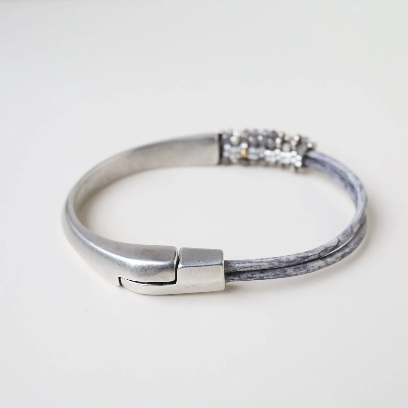 Hand Stitched Mix of Mystic Labradorite Bracelet