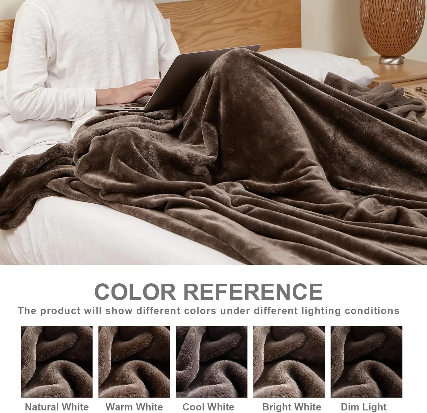 Hansleep Fleece Brown Throw Blanket, Super Soft Blanket Flannel Fuzzy Plush Cozy Blanket for All Seasons, Brown, Throw 50x60 Inches