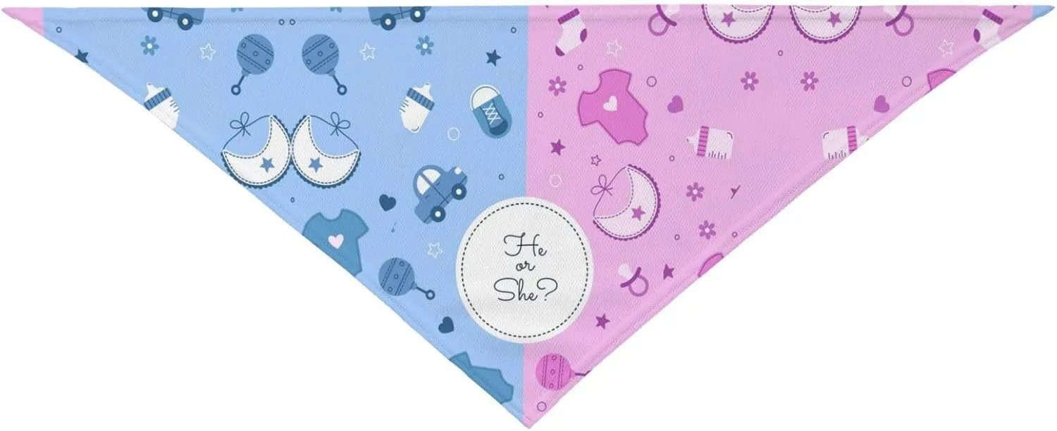 He Or She What Will It Be? Gender Reveal/Baby Announcement Dog Bandana,Pet Neckerchief for Pets Daily Wear Photo Prop Party Supplies (Cute Pink)