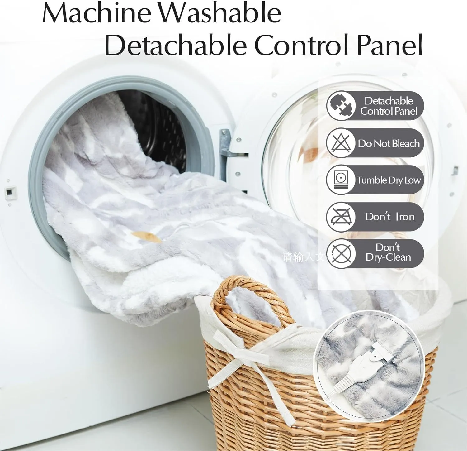 Heated Blanket Faux Fur & Sherpa Twin Size, Safe Electric Blanket ETL & FCC Certified, Soft Warm 6 Heating Levels & 10 Hours Auto-Off, Machine Washable, 62"x84" Light Grey & White Pattern