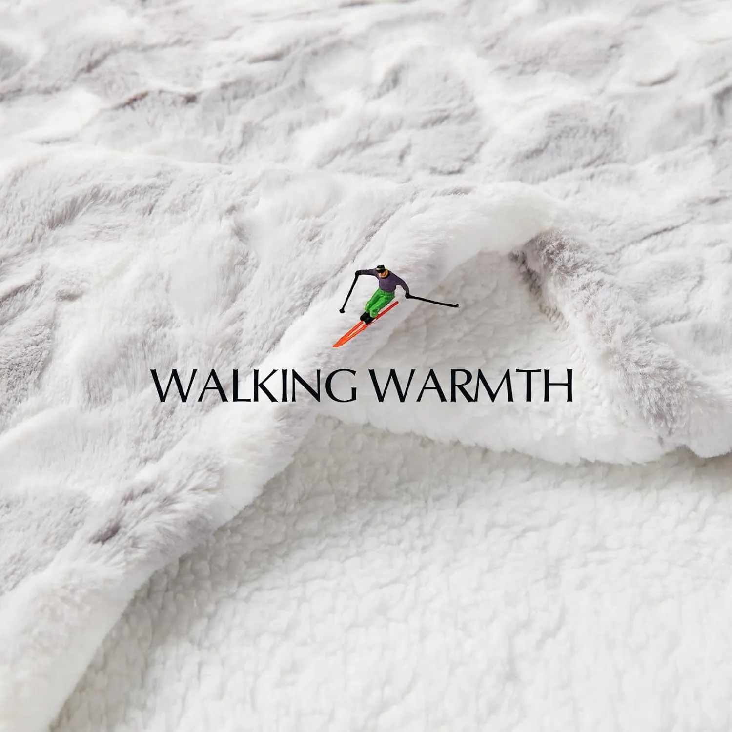 Heated Blanket Faux Fur & Sherpa Twin Size, Safe Electric Blanket ETL & FCC Certified, Soft Warm 6 Heating Levels & 10 Hours Auto-Off, Machine Washable, 62"x84" Light Grey & White Pattern