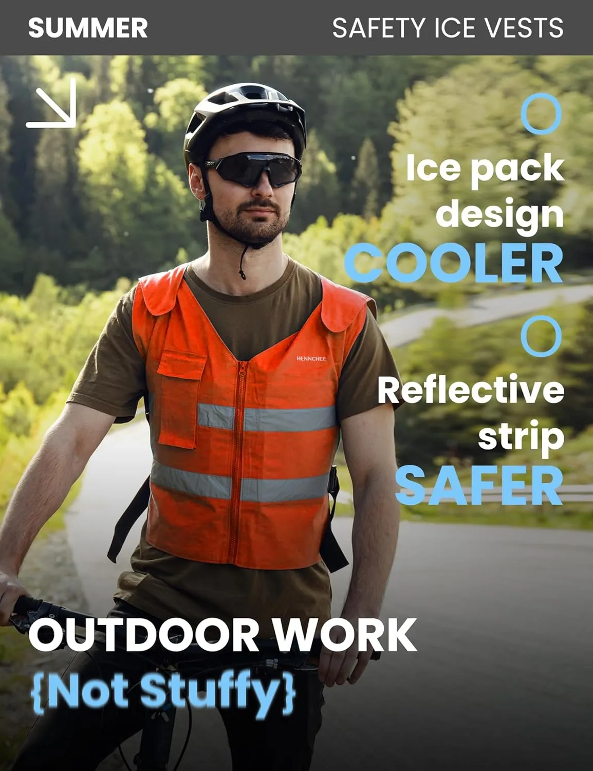 HENNCHEE Cooling Safety Vest for Men & Women, 12PCS Ice Packs, Body Cool Clothing for Hot Weather Outside Workers