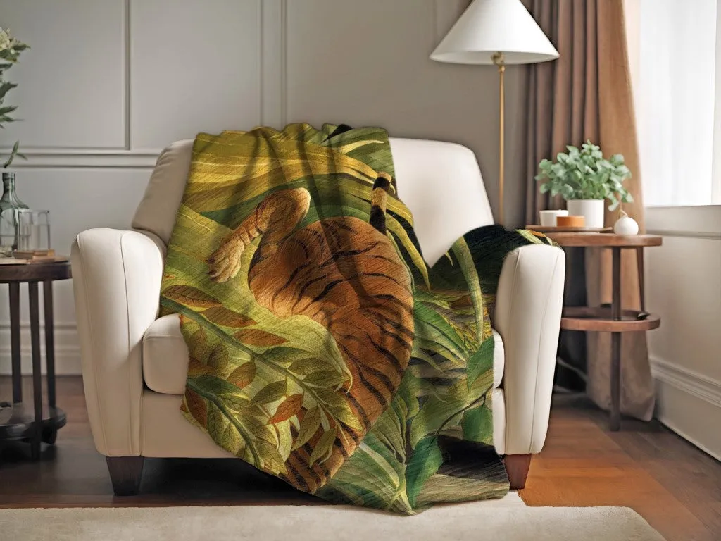 Henri Rousseau Tiger Velveteen Blanket