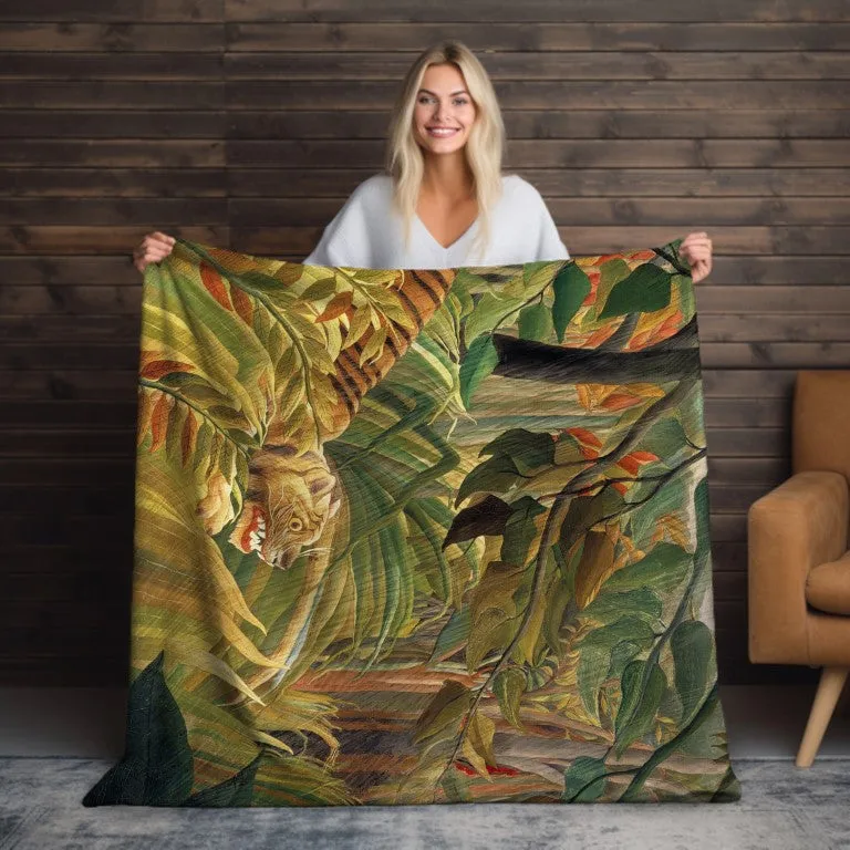 Henri Rousseau Tiger Velveteen Blanket
