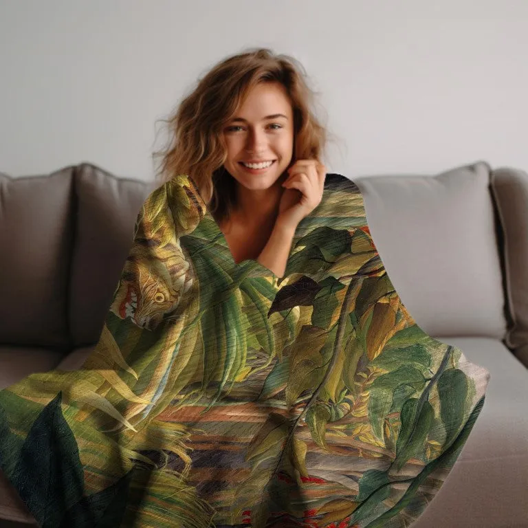 Henri Rousseau Tiger Velveteen Blanket