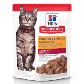Hill's Science Diet Adult Wet Cat Food, Chicken & Spinach, 79g pouch