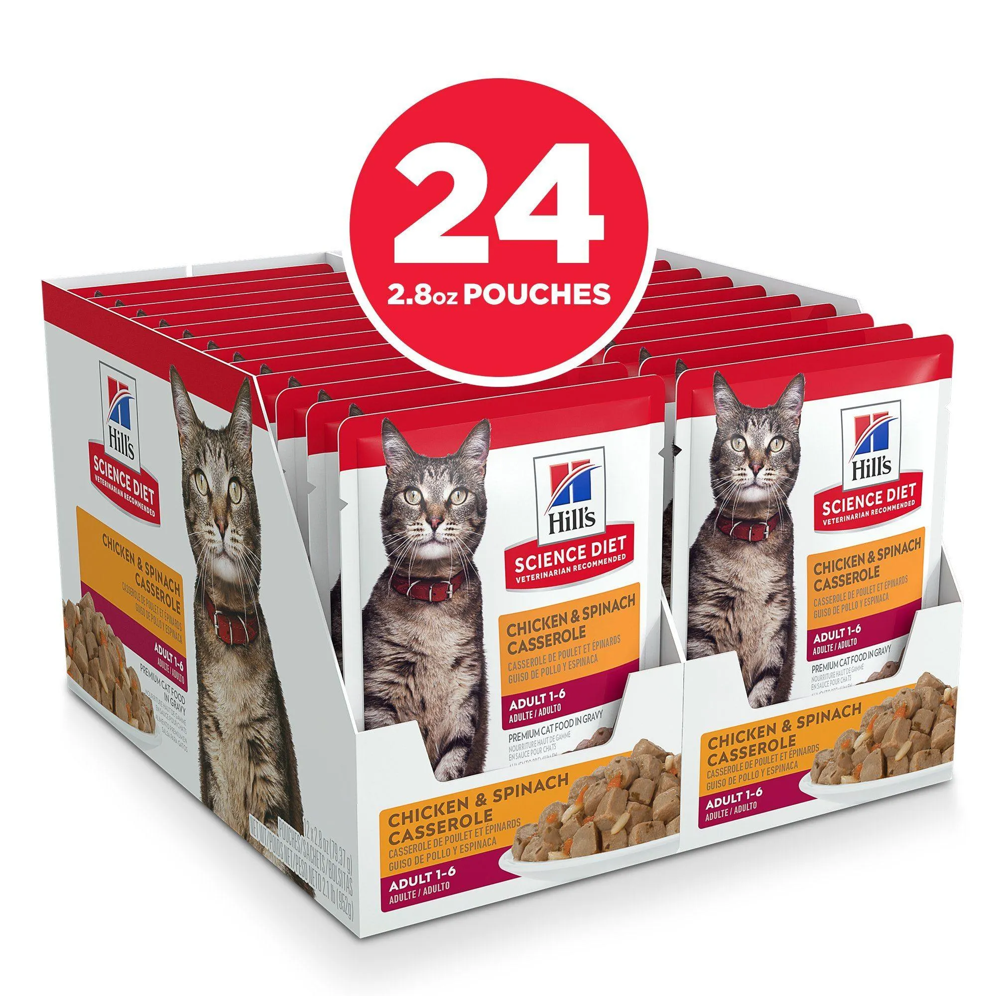 Hill's Science Diet Adult Wet Cat Food, Chicken & Spinach, 79g pouch