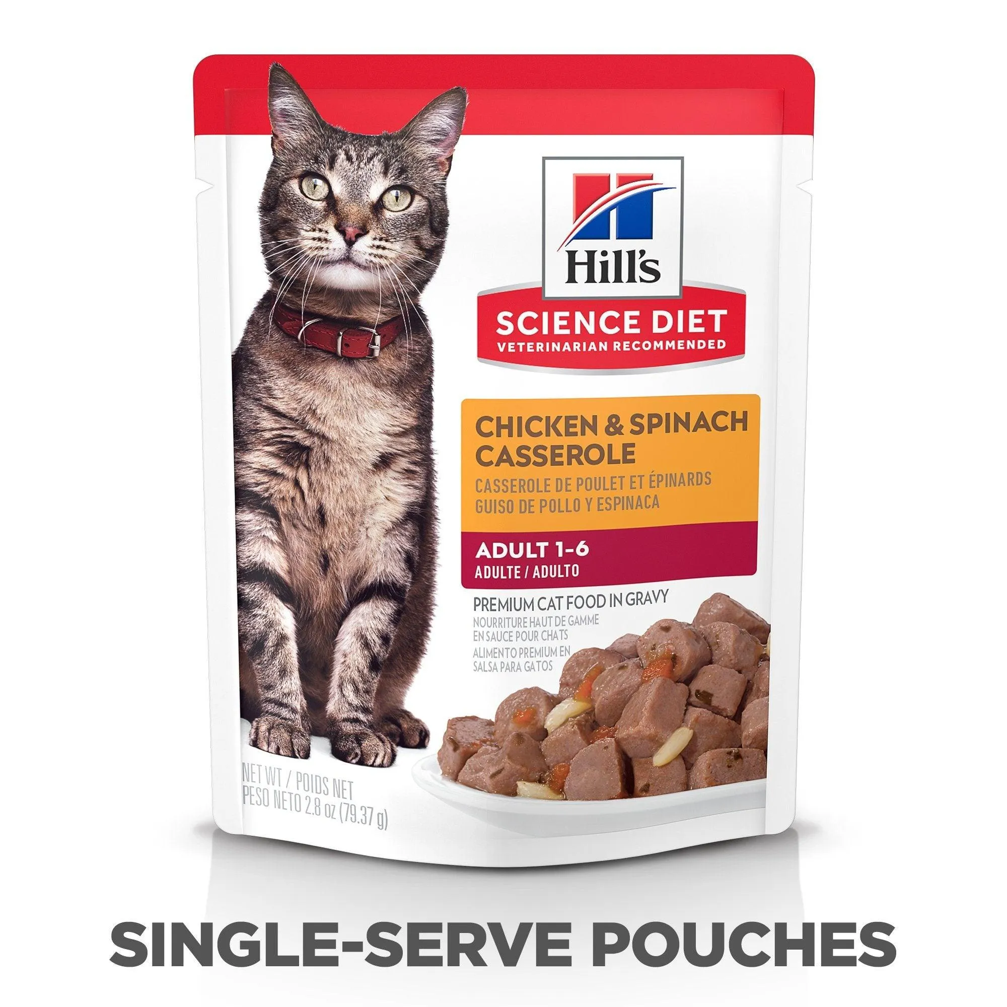 Hill's Science Diet Adult Wet Cat Food, Chicken & Spinach, 79g pouch