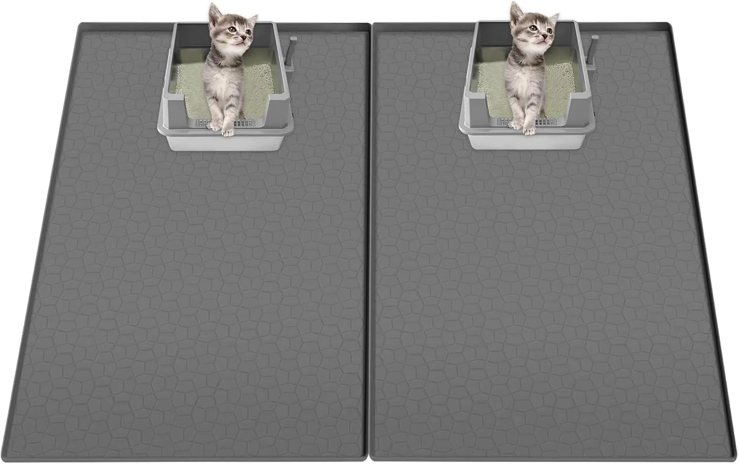 Homegroove 2Pcs Silicone Cat Litter Box Mat, 34"x22" Large Litter Box Mat for Litter Trapping, Waterproof Kitty Litter Mat for Indoor Cats, Cat Litter Catcher Mat for Floor, Non-Slip, Easy to Clean