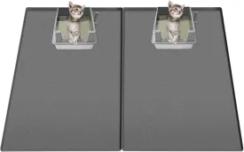 Homegroove 2Pcs Silicone Cat Litter Box Mat, 34"x22" Large Litter Box Mat for Litter Trapping, Waterproof Kitty Litter Mat for Indoor Cats, Cat Litter Catcher Mat for Floor, Non-Slip, Easy to Clean