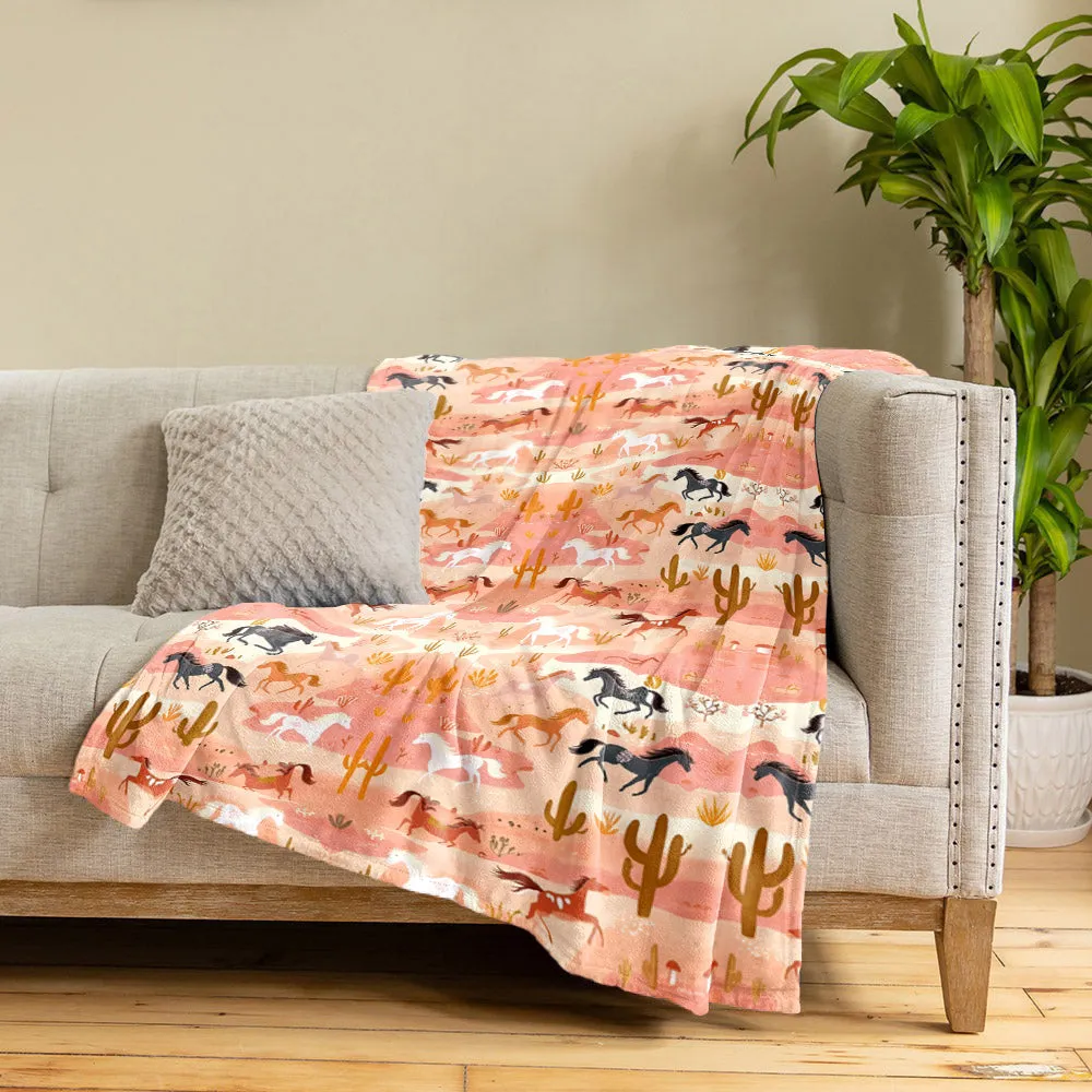 Horse Shineful Fleece Blanket Horse on Steppe