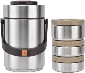 Insulated Food Jar, 67 oz Insulated lunch Containers for Hot Food, Adults Stainless Steel Leakproof 3 Layer Barrel(Silver)