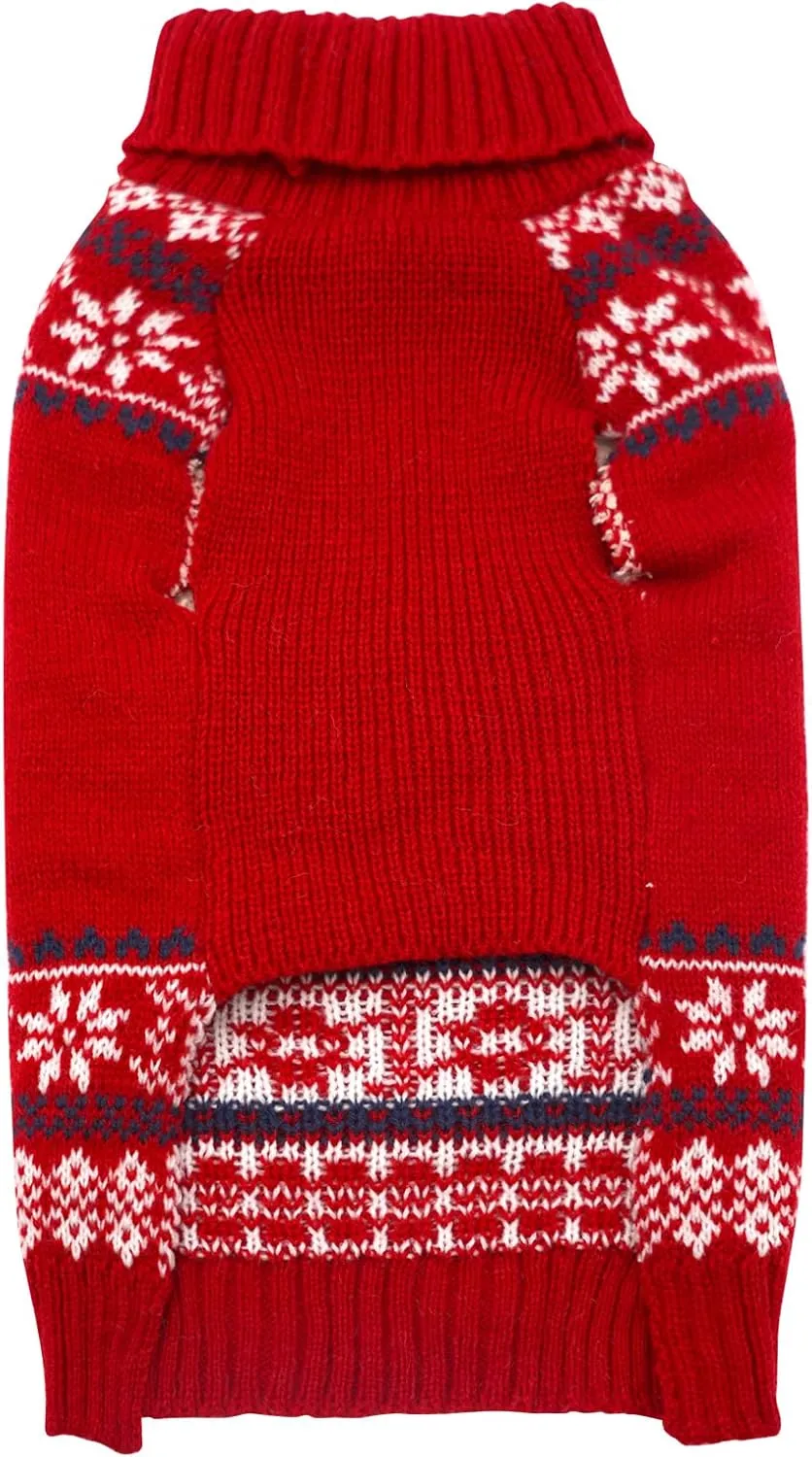 KYEESE Christmas Sweater for Small Dogs, Reindeer Outfit With Leash Hole, Turtleneck Knitwear Holiday Clothes, Reindeer, M