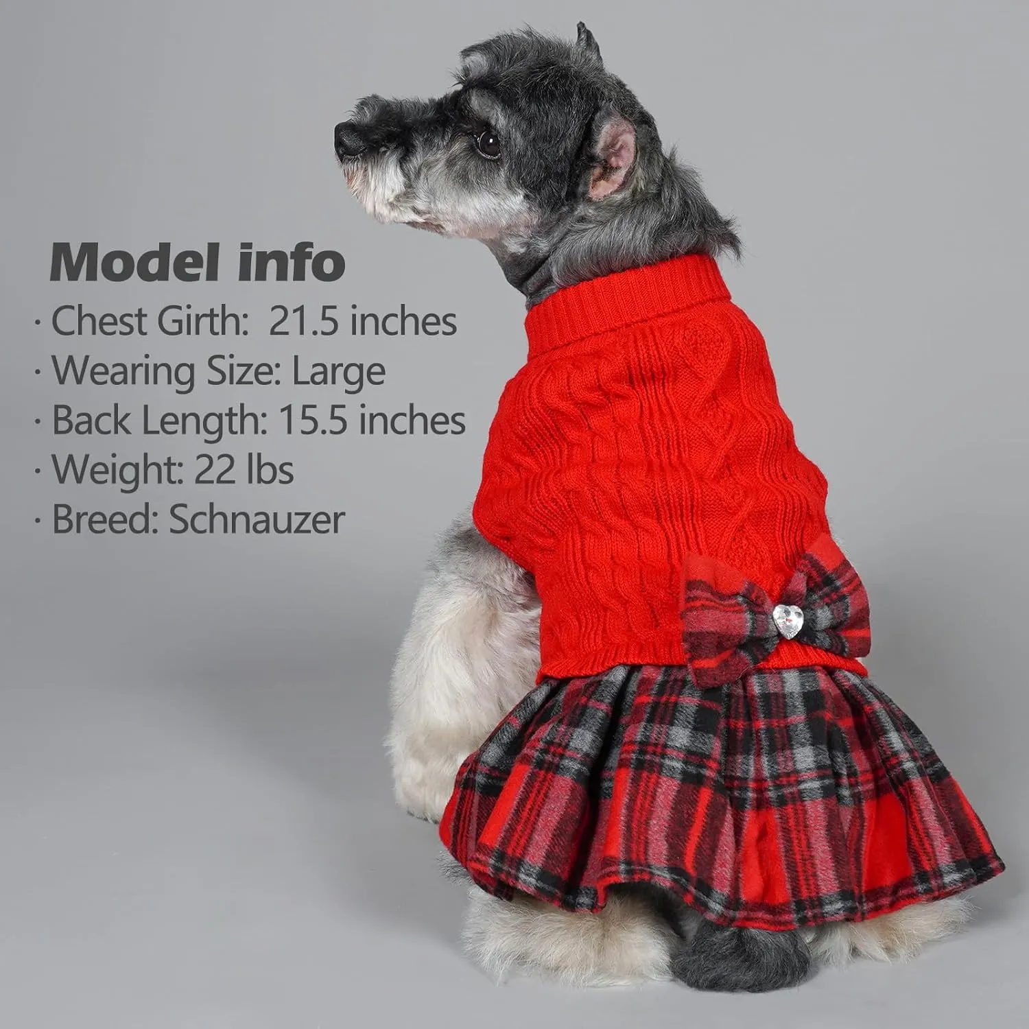 KYEESE Dog Christmas Pullover Turtleneck Sweater Dress - Comfy Soft Medium Large Size for Warm Dog Clothes