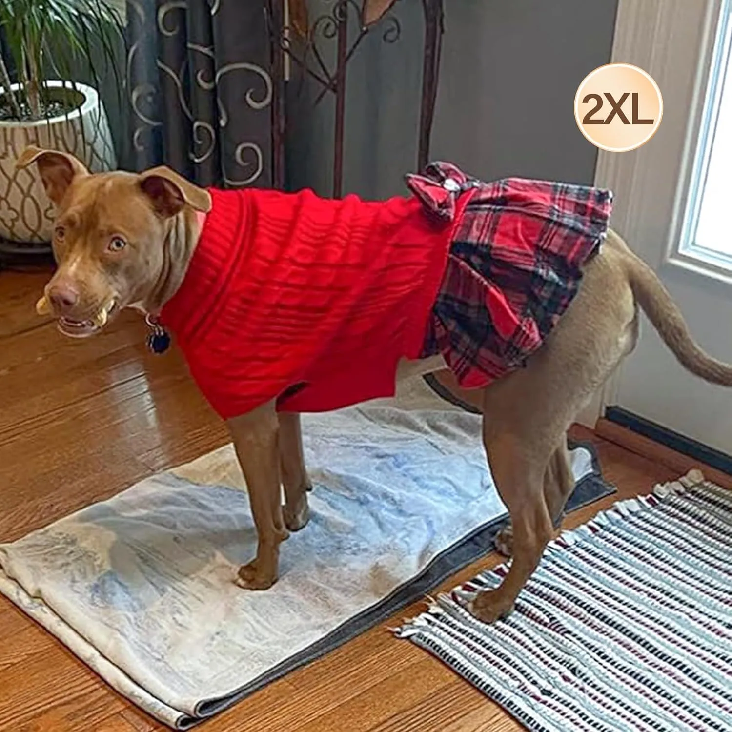 KYEESE Dog Christmas Pullover Turtleneck Sweater Dress - Comfy Soft Medium Large Size for Warm Dog Clothes