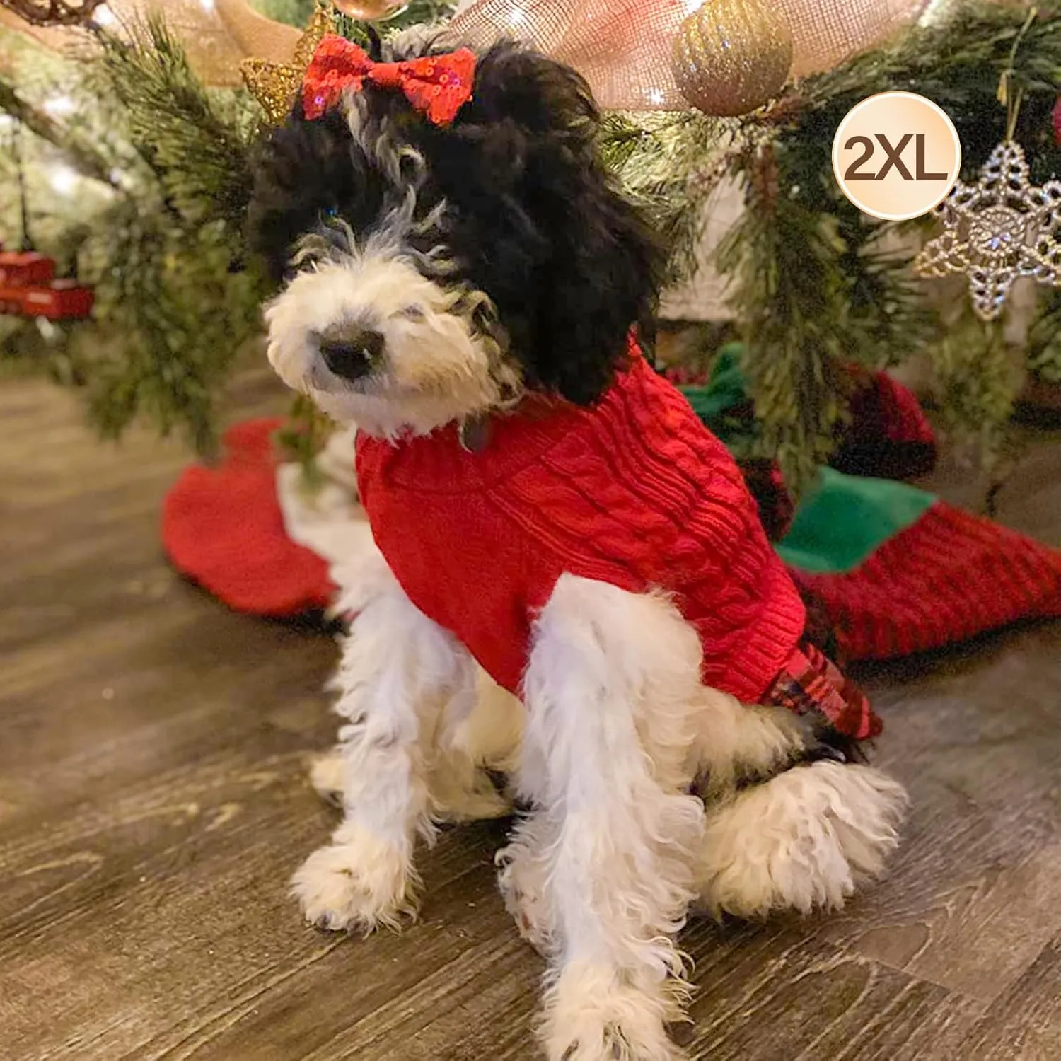 KYEESE Dog Christmas Pullover Turtleneck Sweater Dress - Comfy Soft Medium Large Size for Warm Dog Clothes