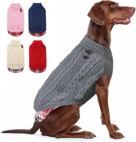 KYEESE Dogs Sweater - Large Dog Pullover with Gingham Pattern for Fall & Winter