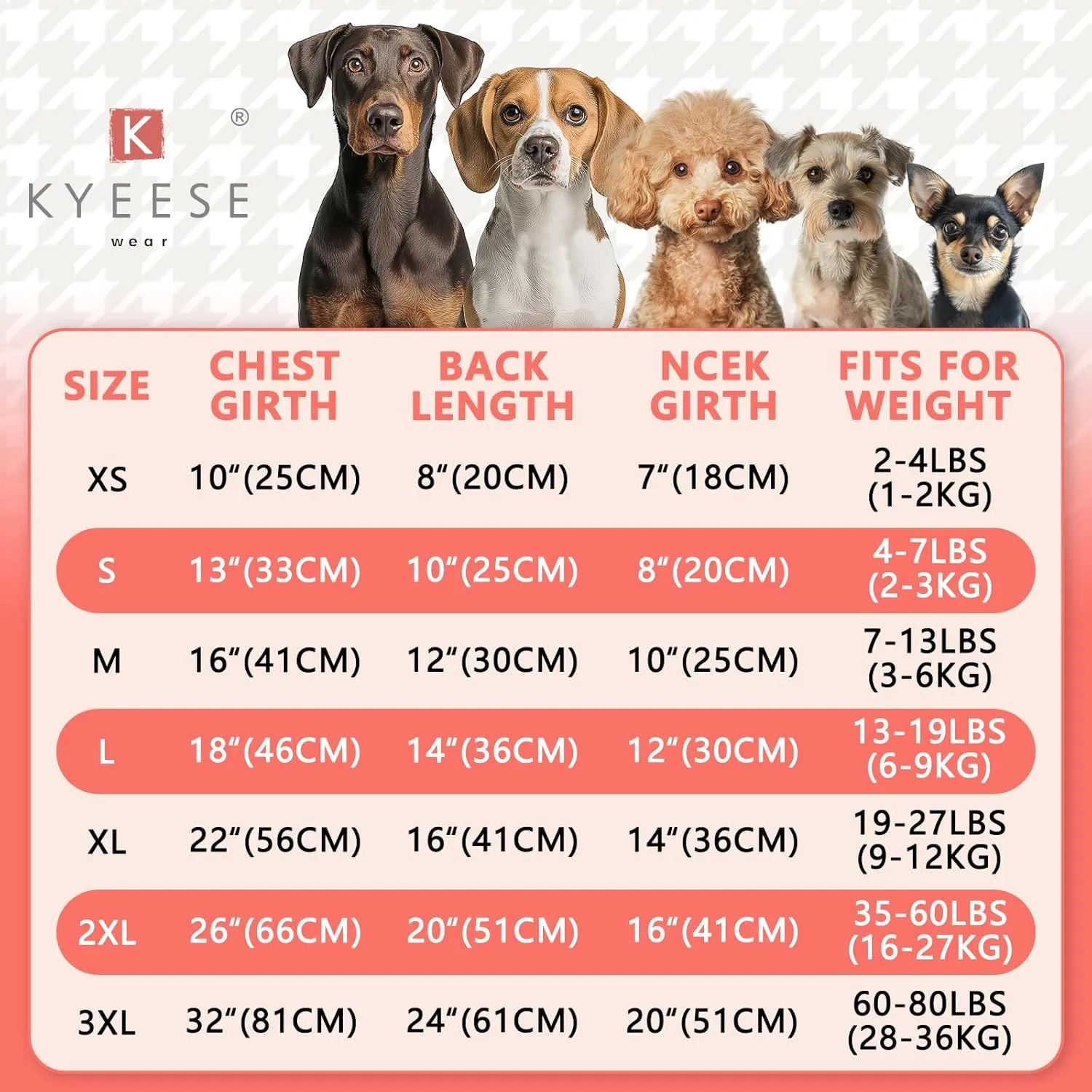 KYEESE Dogs Sweater - Large Dog Pullover with Gingham Pattern for Fall & Winter
