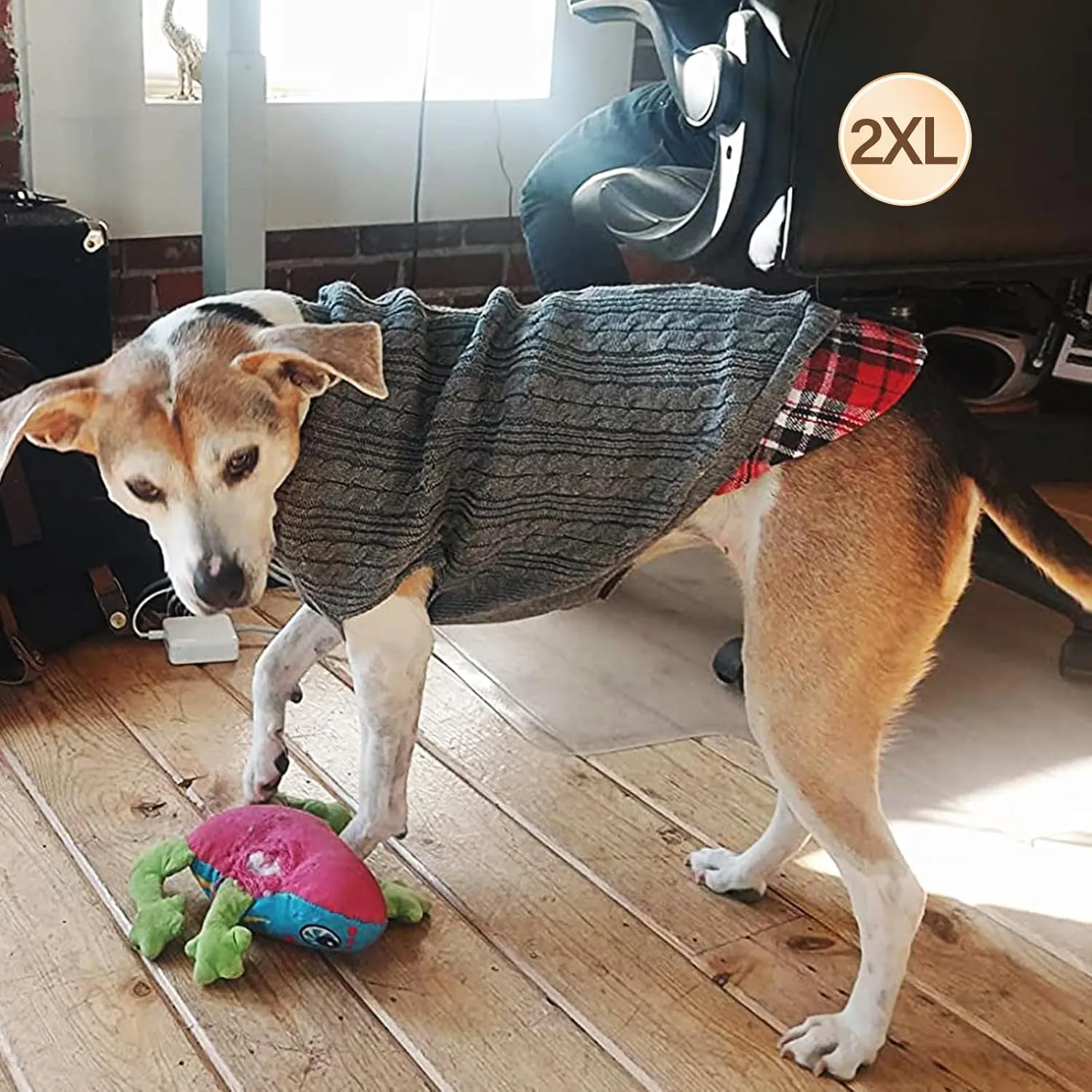 KYEESE Dogs Sweater - Large Dog Pullover with Gingham Pattern for Fall & Winter