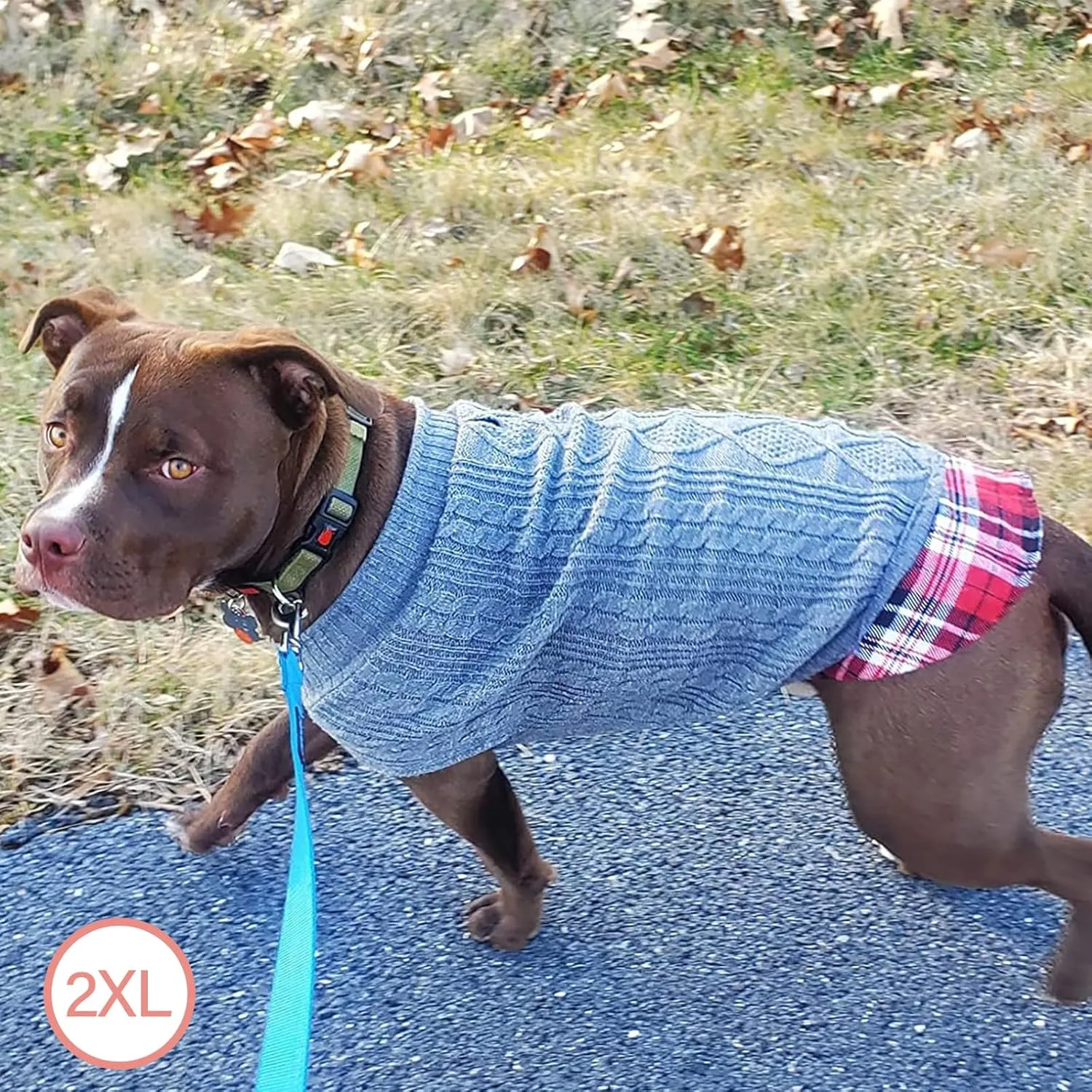 KYEESE Dogs Sweater - Large Dog Pullover with Gingham Pattern for Fall & Winter