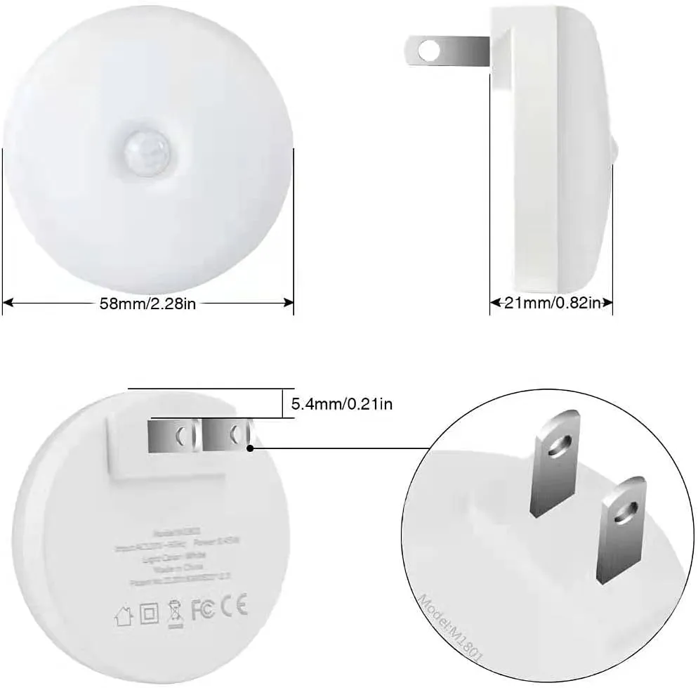 LED Motion Sensor Night Light, Sensor Night Light Plug in, Motion Nightlight Plug into Wall, Energy Efficient, Cool White Night Light for Bathroom, Bedroom, Kitchen, Hallway, Stairway, 2 Pack