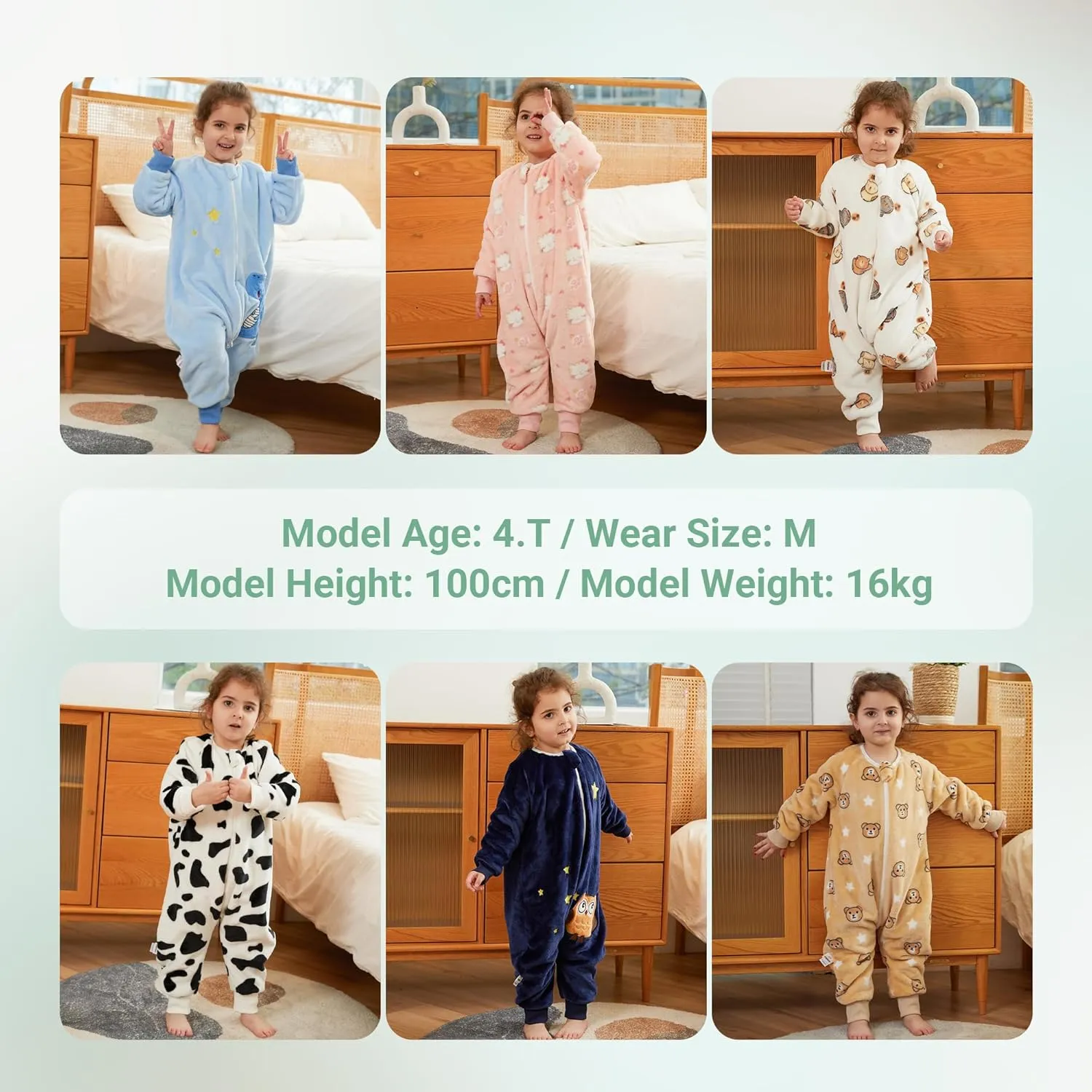 MICHLEY Flannel Baby Sleeping Bag Unisex Pajamas, Long Sleeve Zipper Wearable Sleeping Sack for Autumn Winter Boys Girls