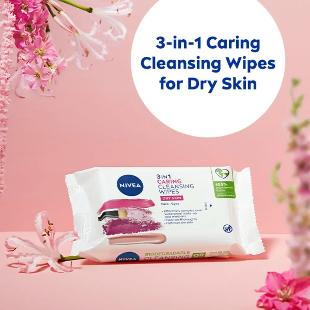 Nivea Biodegradable 3 In 1 Caring Cleansing Wipes Pack of 25