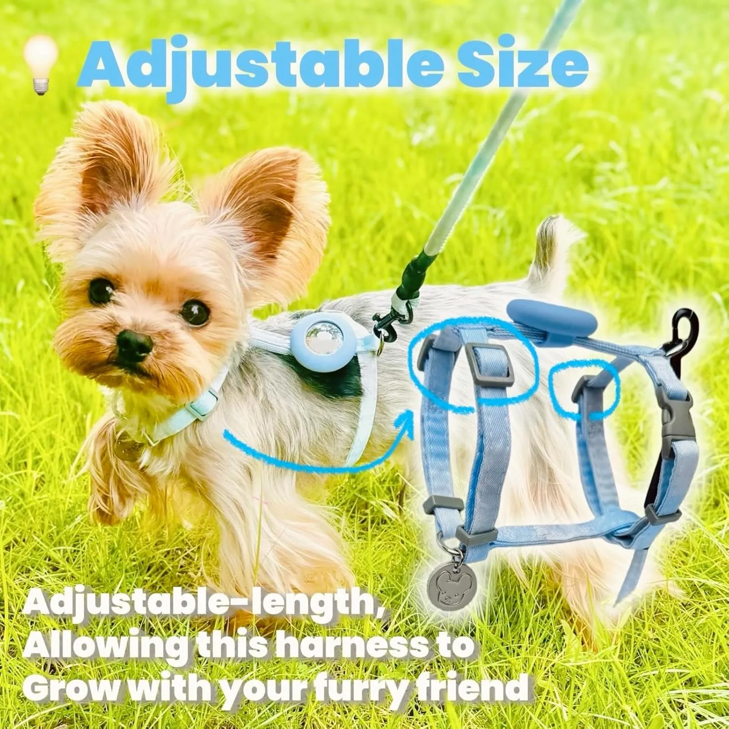 No Pull Dog Harness and Leash with AirTag Holder for Small/Teacup Cats & Dogs, Cooling & Light Weight Vest, Perfect for Summer, Arns para Perro (Purple, XXS)