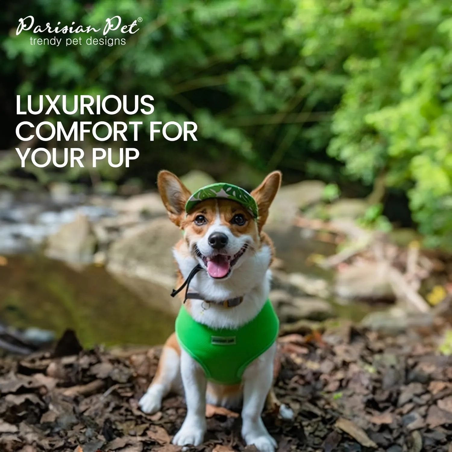 Parisian Pet Dog Harness - Adjustable Bright Green Dog Vest Harness - No Choke, Padded, No Pull Dog Harness Small-Sized Dog - Cooling Dog Harness for Walking, Running, and Hiking - Puppy Harness - XS