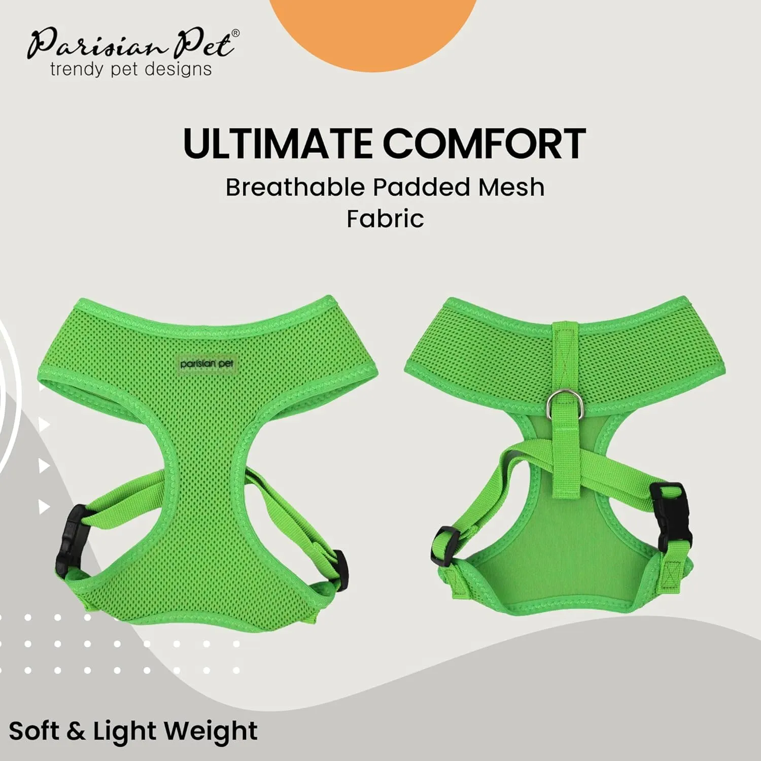 Parisian Pet Dog Harness - Adjustable Bright Green Dog Vest Harness - No Choke, Padded, No Pull Dog Harness Small-Sized Dog - Cooling Dog Harness for Walking, Running, and Hiking - Puppy Harness - XS