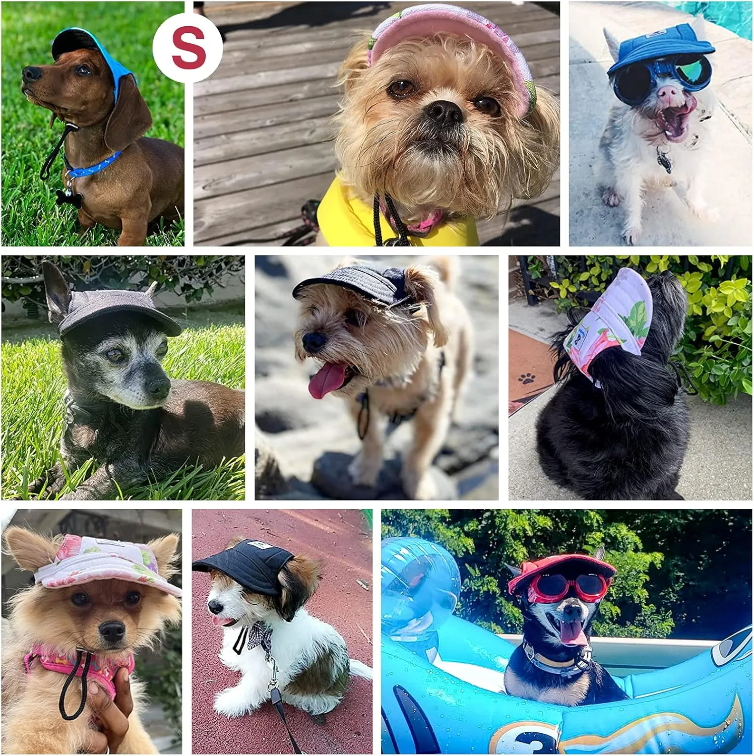 Pawaboo Dog Baseball Cap, Adjustable Dog Outdoor Sport Sun Protection Baseball Hat Cap Visor Sunbonnet Outfit with Ear Holes for Puppy Small Dogs, Small, Floral Purple