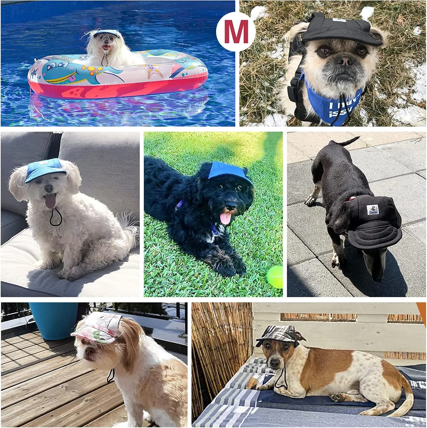 Pawaboo Dog Baseball Cap, Adjustable Dog Outdoor Sport Sun Protection Baseball Hat Cap Visor Sunbonnet Outfit with Ear Holes for Puppy Small Dogs, Small, Floral Purple