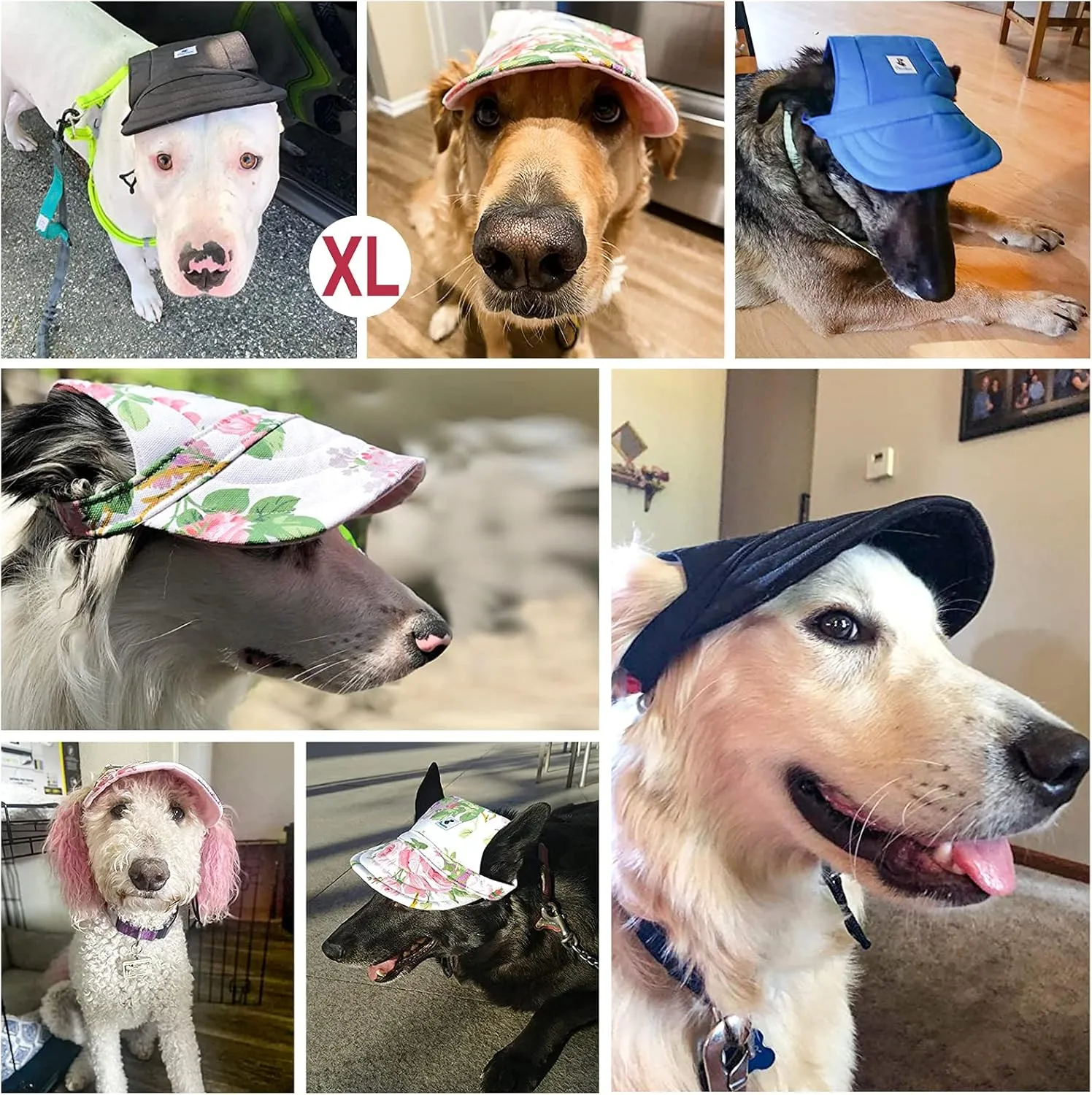 Pawaboo Dog Baseball Cap, Adjustable Dog Outdoor Sport Sun Protection Baseball Hat Cap Visor Sunbonnet Outfit with Ear Holes for Puppy Small Dogs, Small, Floral Purple