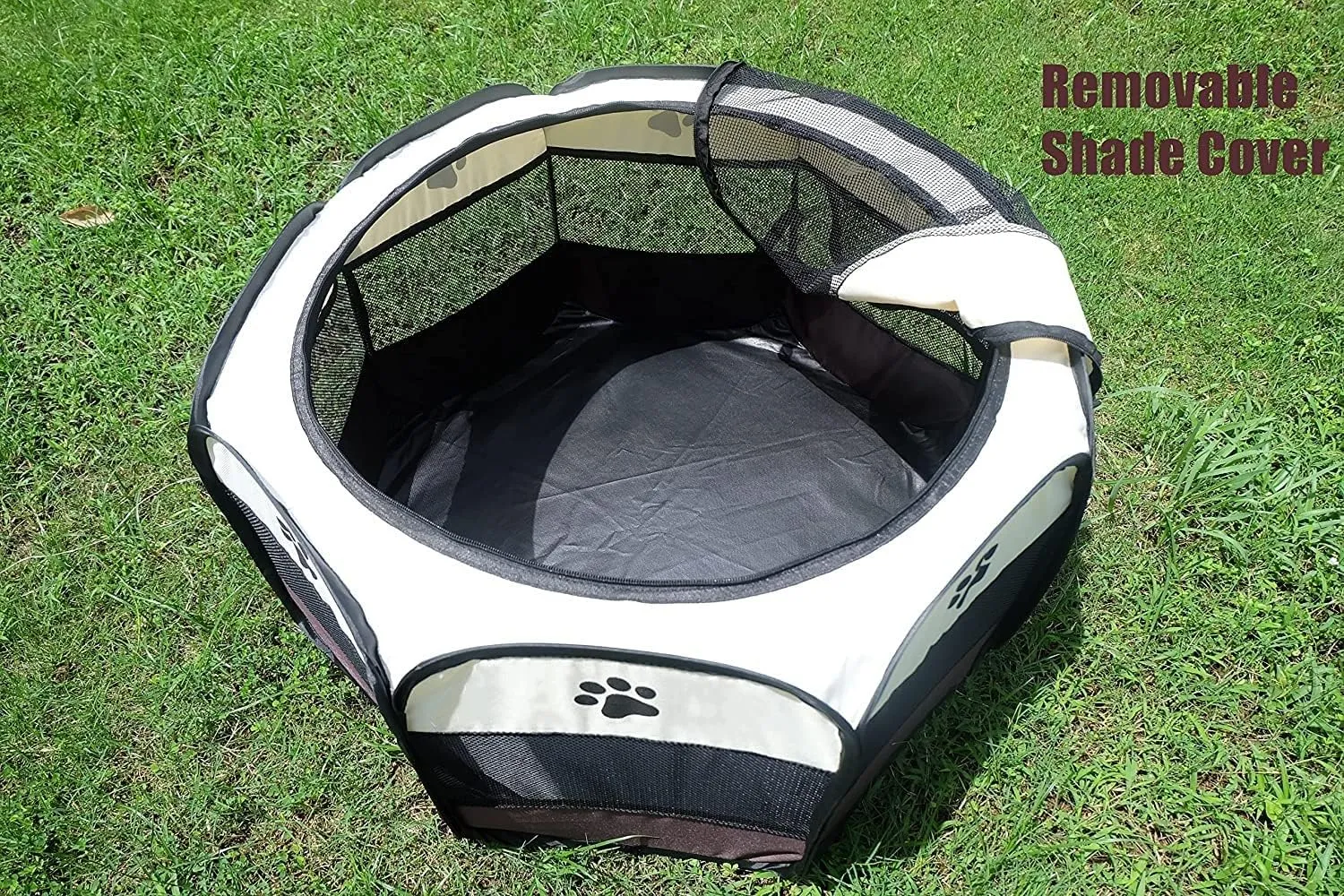 Portable Pet Playpen for Small Cat Dog Puppy Rabbit,Cat Kitten Playpen Indoor Outdoor with Carrying Case,Waterproof Bottom and Removable Zipper Top (M(35.4" x35.4" x23.6"), Brown)