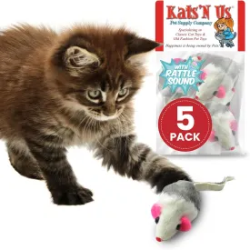 Rabbit Fur Mouse with Rattle - 5 Pak