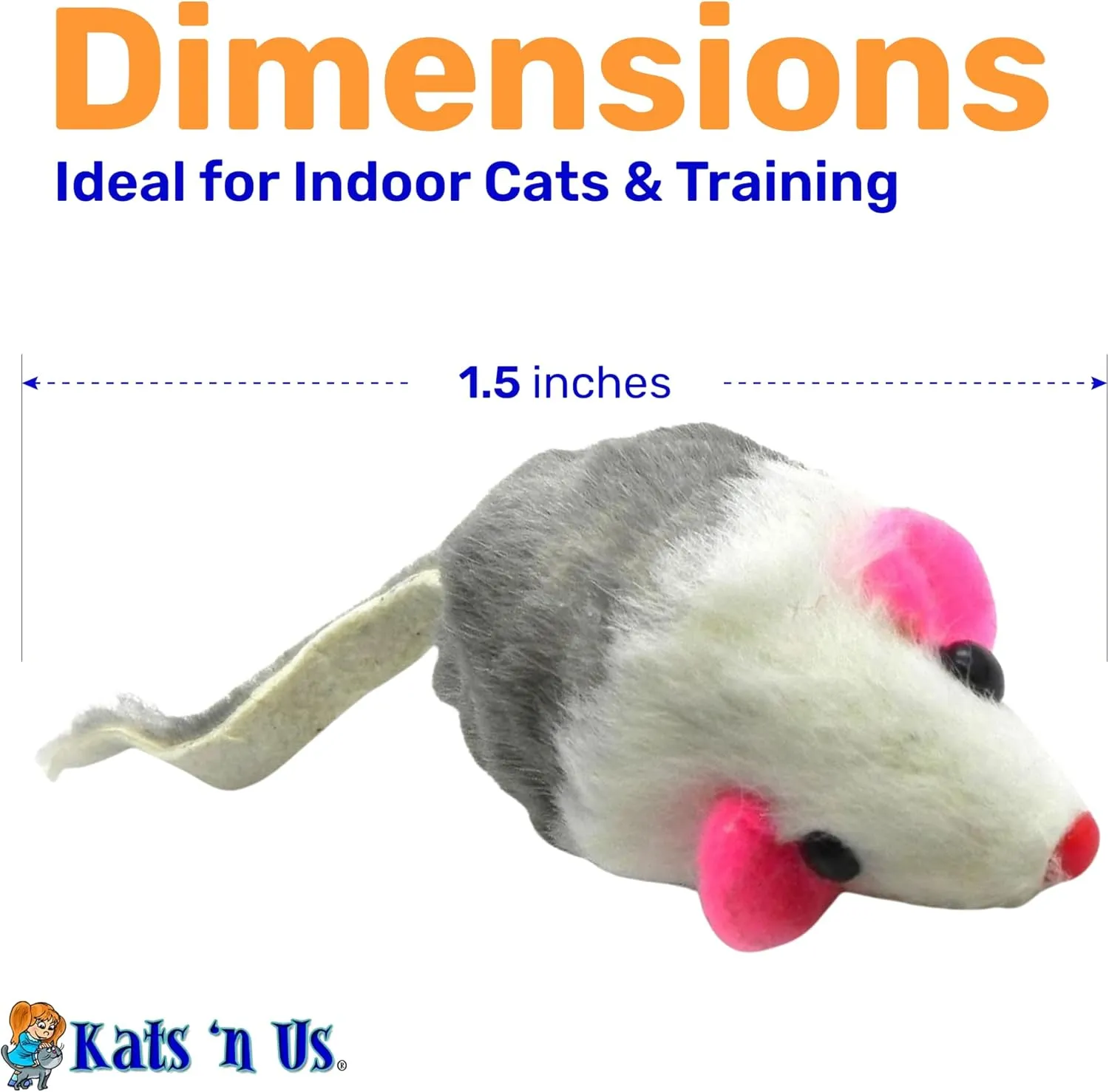 Rabbit Fur Mouse with Rattle - 5 Pak