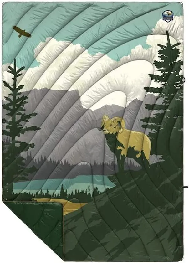 Rumpl The Original Puffy National Parks Collection | Printed Outdoor Camping Blanket for Traveling, Picnics, Beach Trips, Concerts | Yosemite, 1-Person