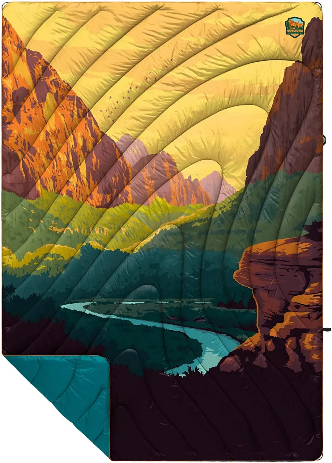 Rumpl The Original Puffy National Parks Collection | Printed Outdoor Camping Blanket for Traveling, Picnics, Beach Trips, Concerts | Yosemite, 1-Person