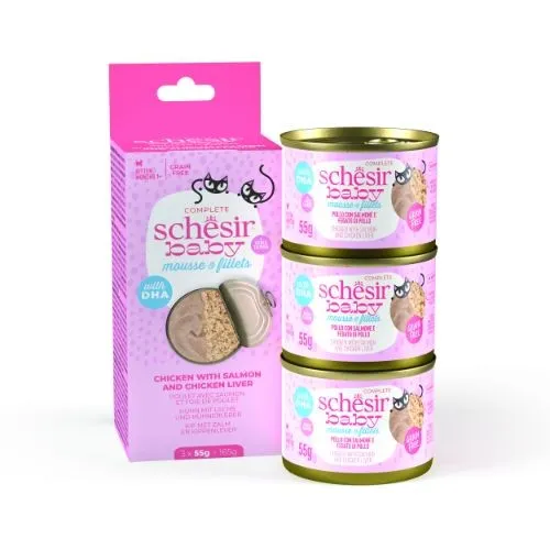 Schesir Baby M&S Wet Kitten Food Chicken/Salmon 3 x 55g