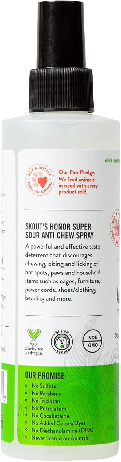 SKOUT'S HONOR Super Sour! Anti Chew Spray - Natural Bitter Formula to Deter Chewing, Licking, and Biting - Safe for Indoor and Outdoor Use, 8 oz