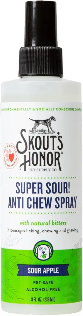 SKOUT'S HONOR Super Sour! Anti Chew Spray - Natural Bitter Formula to Deter Chewing, Licking, and Biting - Safe for Indoor and Outdoor Use, 8 oz