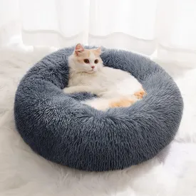 Small Cat Bed for Indoor Cats, Self-Warming Donut Kitty Bed for Small Cats Keeping Warm, Washable Pet Bed with Anti Slip Base, 20 Darkgrey