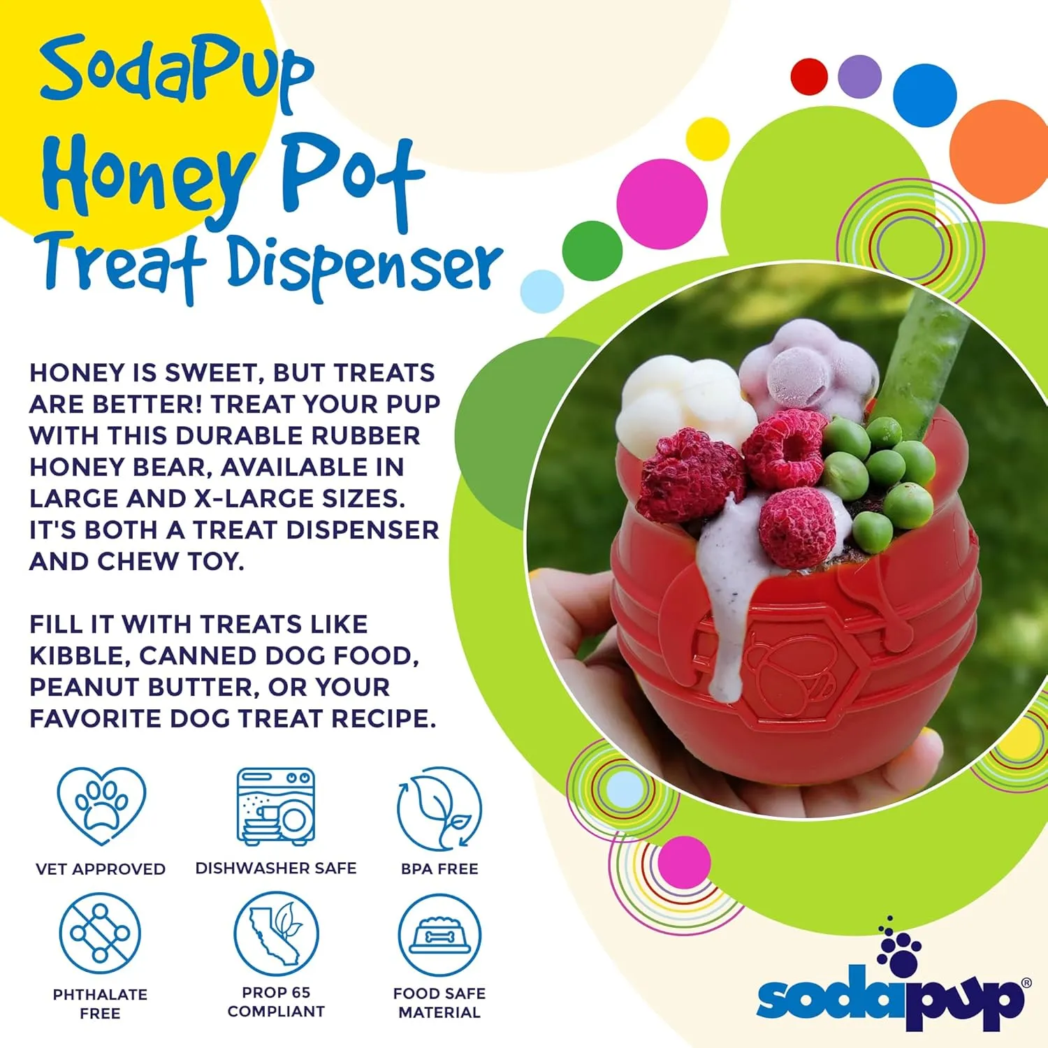 SodaPup Honey Pot Durable Rubber Treat Dispenser
