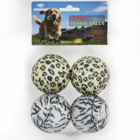 Squeaky Dog Balls - Squeaky Tennis Balls for Dogs, Leopard | Medium - 2.5'', 4Pack