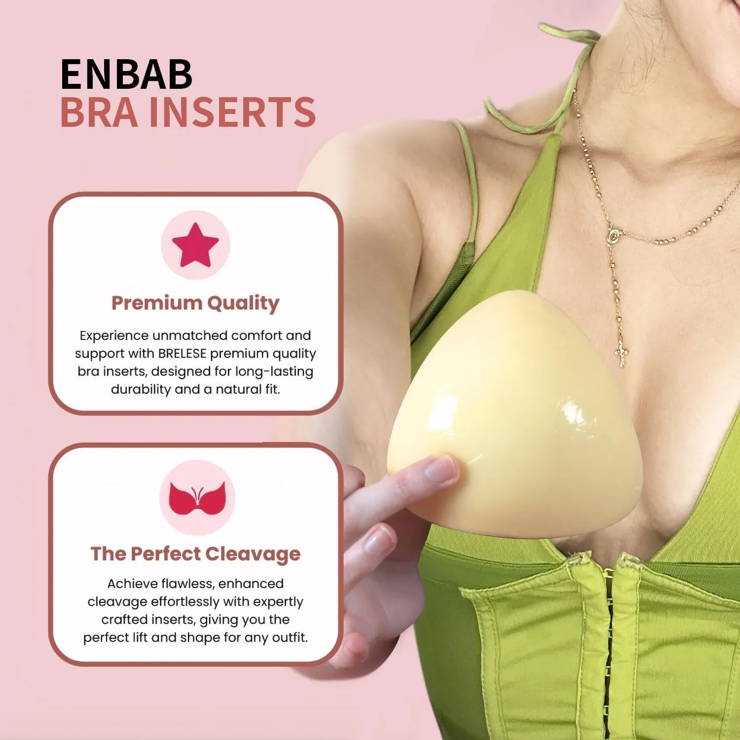 Sticky Push Up Bra Inserts 2 Pairs-Double Sided Sticky Waterproof Bra Pads for Volume