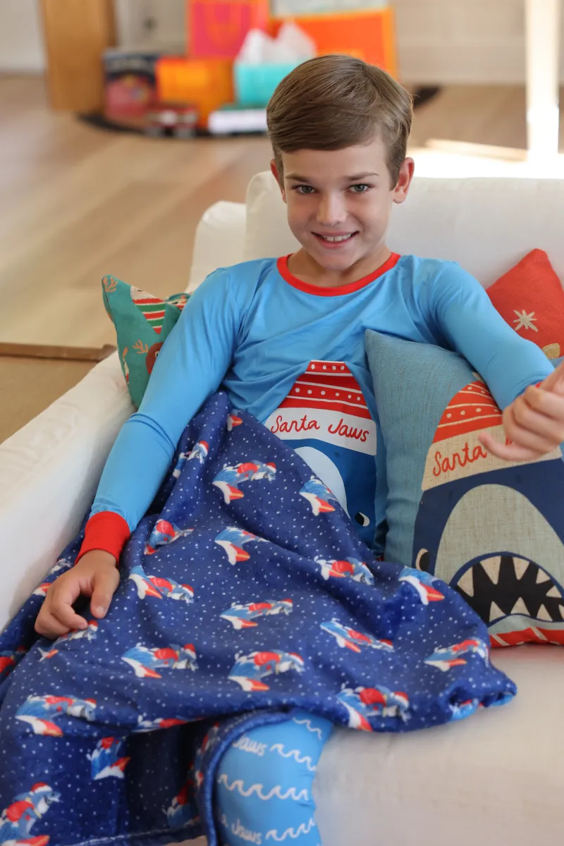 Surfing Santa Shark Keiki Blanket