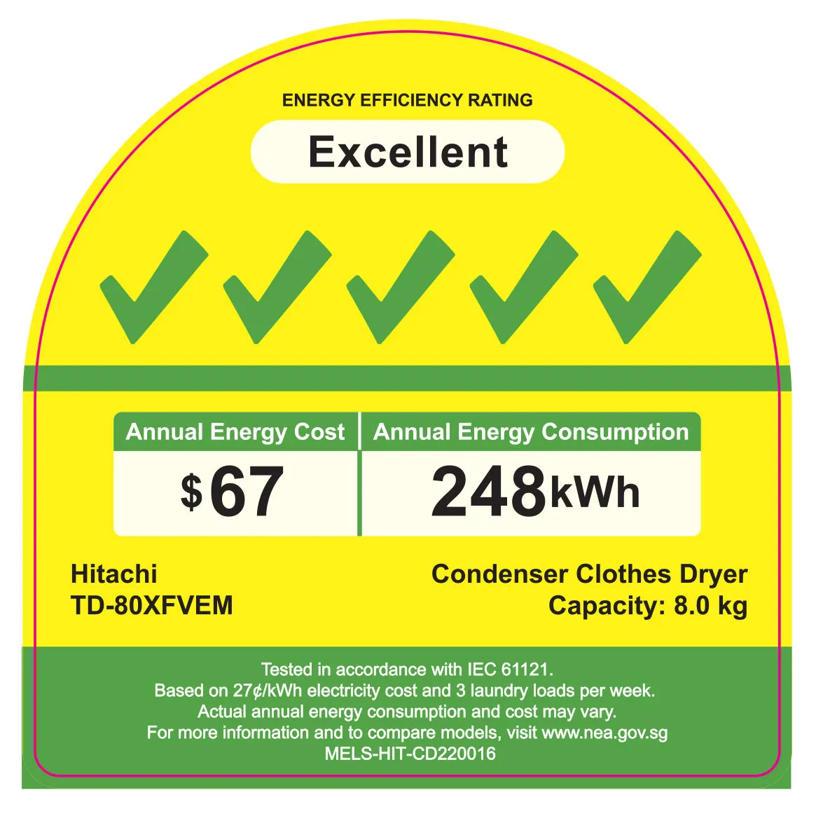 TD-80XFVEM 8KG HEAT PUMP DRYER