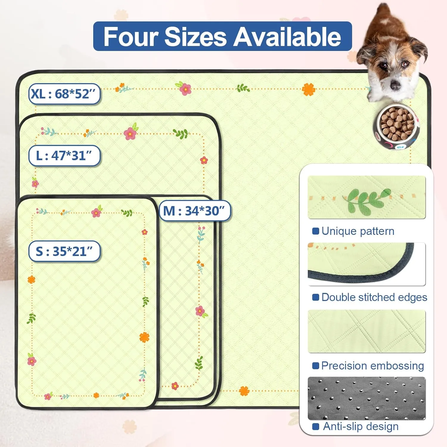 Washable Pee Pads for Dogs, Dog Potty Training Pads, Reusable Puppy Pads,Absorbent & Leak-Proof, Non Slip Training Mats for Puppy Potty,Rabbit Pen ,Guinea Pig Enclosure (2 Pack)